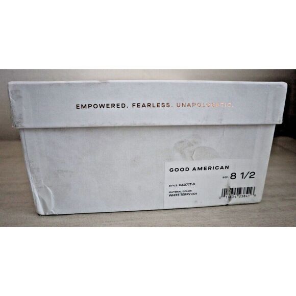 Good American Women's Sz 8.5 White Terry Cinder F*cking-Rella Wedge Sandals - Picture 7 of 7